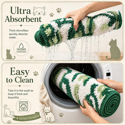 Cute Cat Bath Mat, Unique Blue Small Fun Bathroom Rug