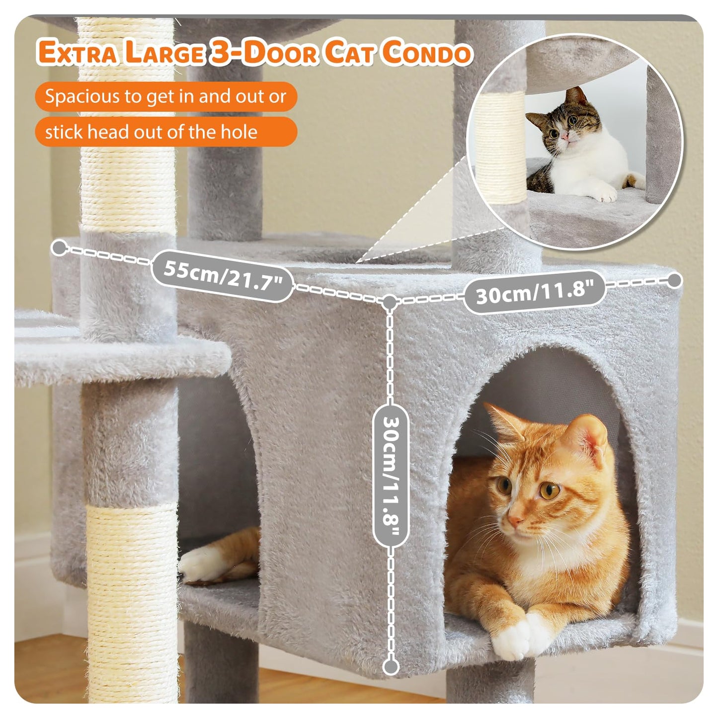 PAWZ Road Cat Tree for Large Cats, 184cm Tall Cat Tower with Large Condo