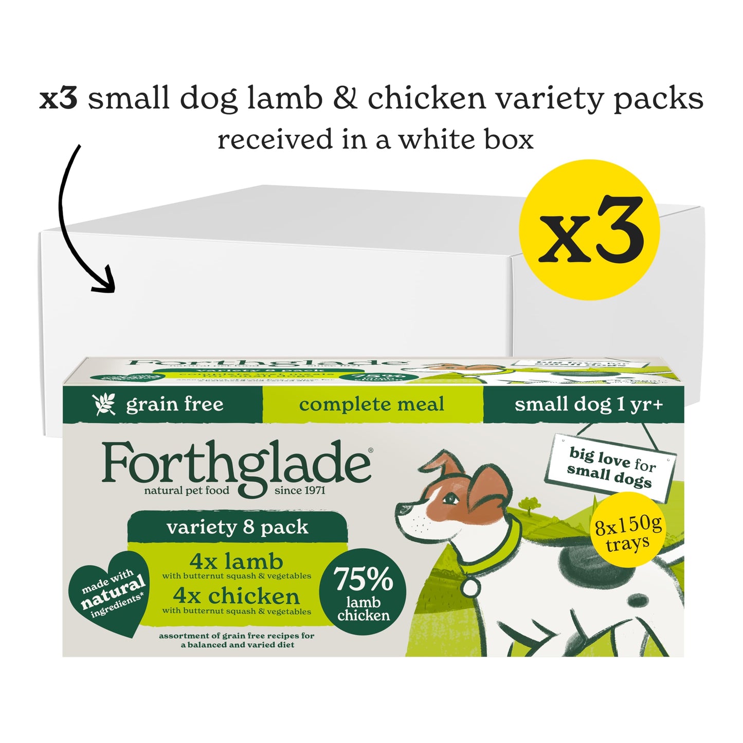 Forthglade Wet Dog Food Variety Pack - Small Dogs Grain Free, Hypoallergenic, Stomach Sensitive, Natural Ingredients, Chicken & Lamb with Veg