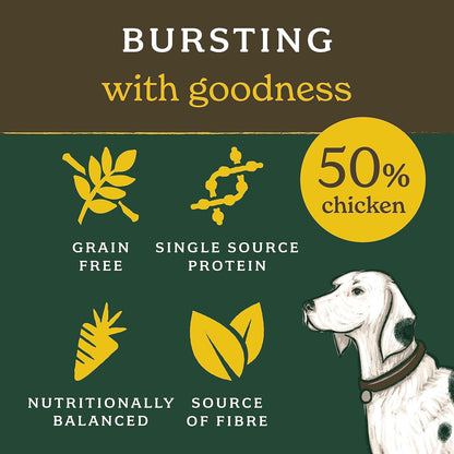 Forthglade Dry Dog Food, Lightly Baked, (6kg), Hypoallergenic and Grain Free Dog Food, Adult 1 Year +, Chicken With Sweet Potato, Complete and Balanced Meal, 50% Single Source Protein