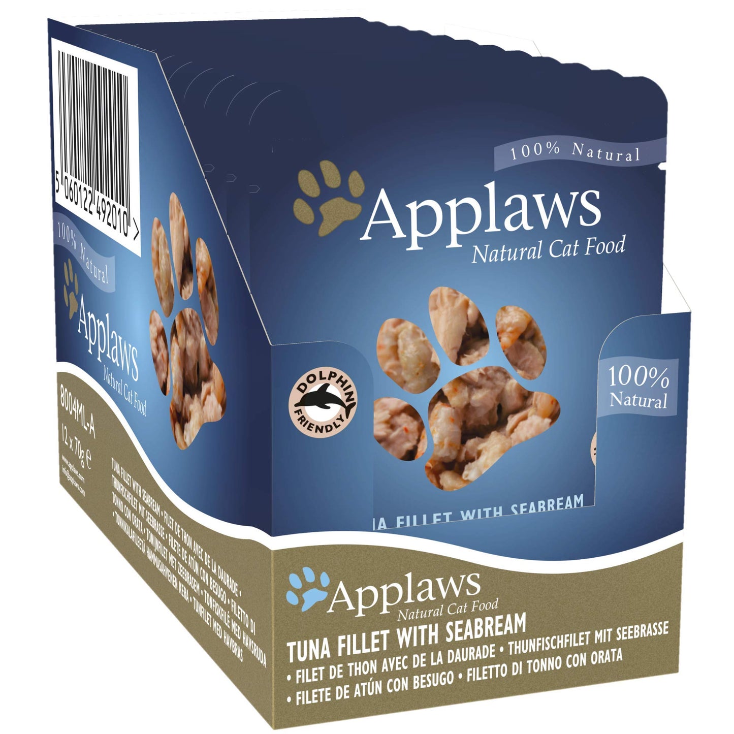 Applaws 100% Natural Wet Cat Food, Pouch Multipack Tuna Selection in Broth, 70 g (12 x 70 g Pouches)