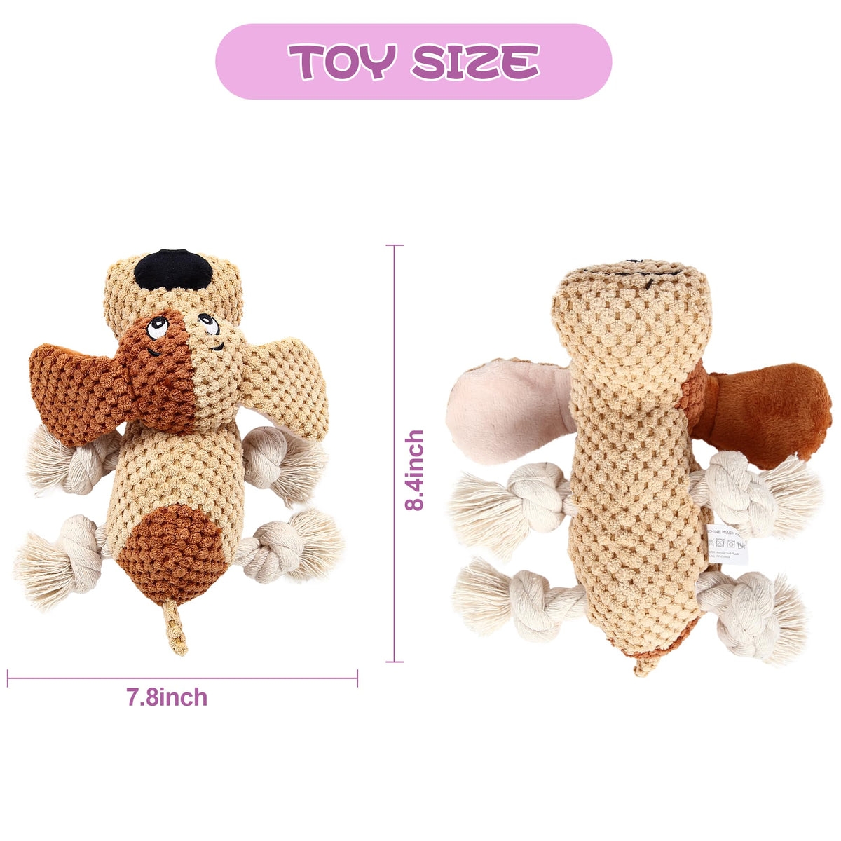 Christmas Squeaky Dog Toys for Small Breeds Dogs,Reindeer Dog Plush Stuffed Toys,Dog Chew Ropes Toys with Crinkle Paper and Cotton Material