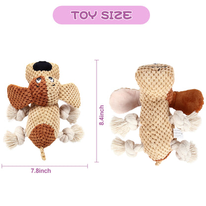 Christmas Squeaky Dog Toys for Small Breeds Dogs,Reindeer Dog Plush Stuffed Toys,Dog Chew Ropes Toys with Crinkle Paper and Cotton Material