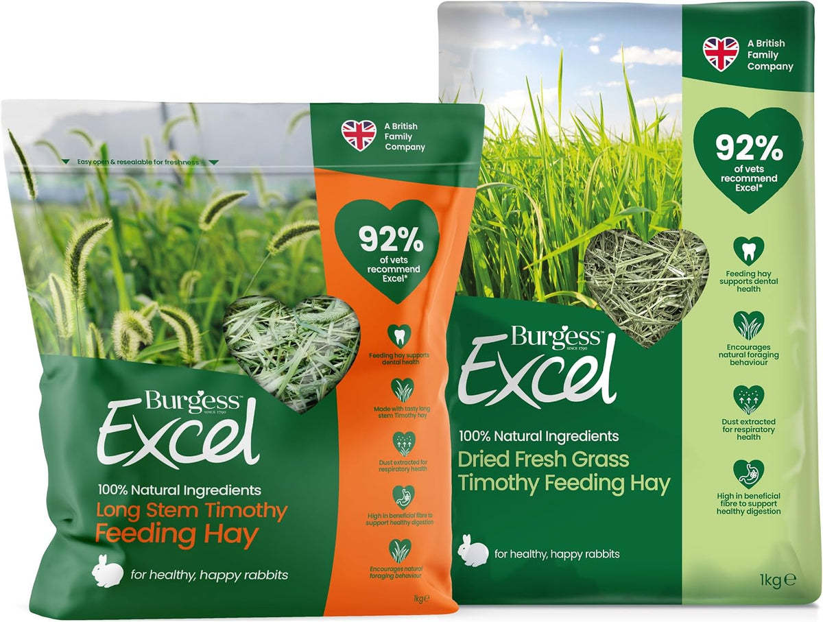 Burgess Excel Feeding Hay Dried Fresh Grass & Long Stem Hay for Rabbits 2kg