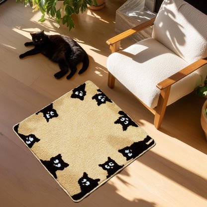 Cute Cat Bath Mat, Unique Blue Small Fun Bathroom Rug