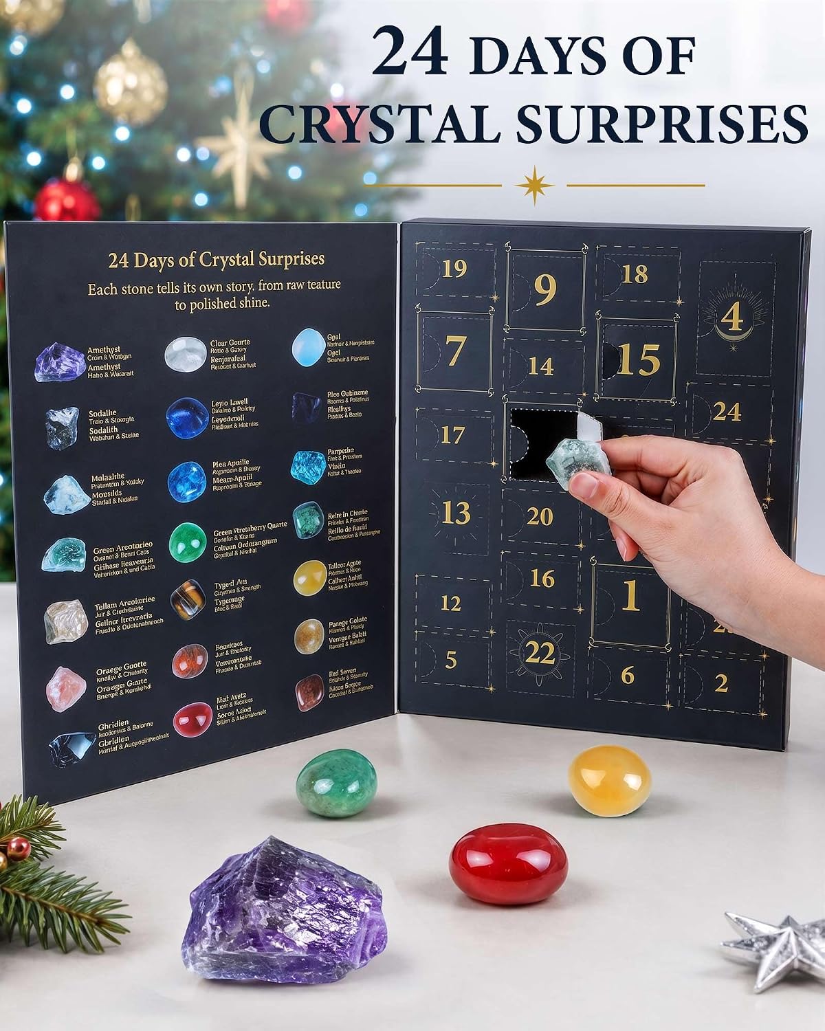 RONSTONE Crystal Advent Calendar 2026, 24 Days Crystal Gift Set for Women