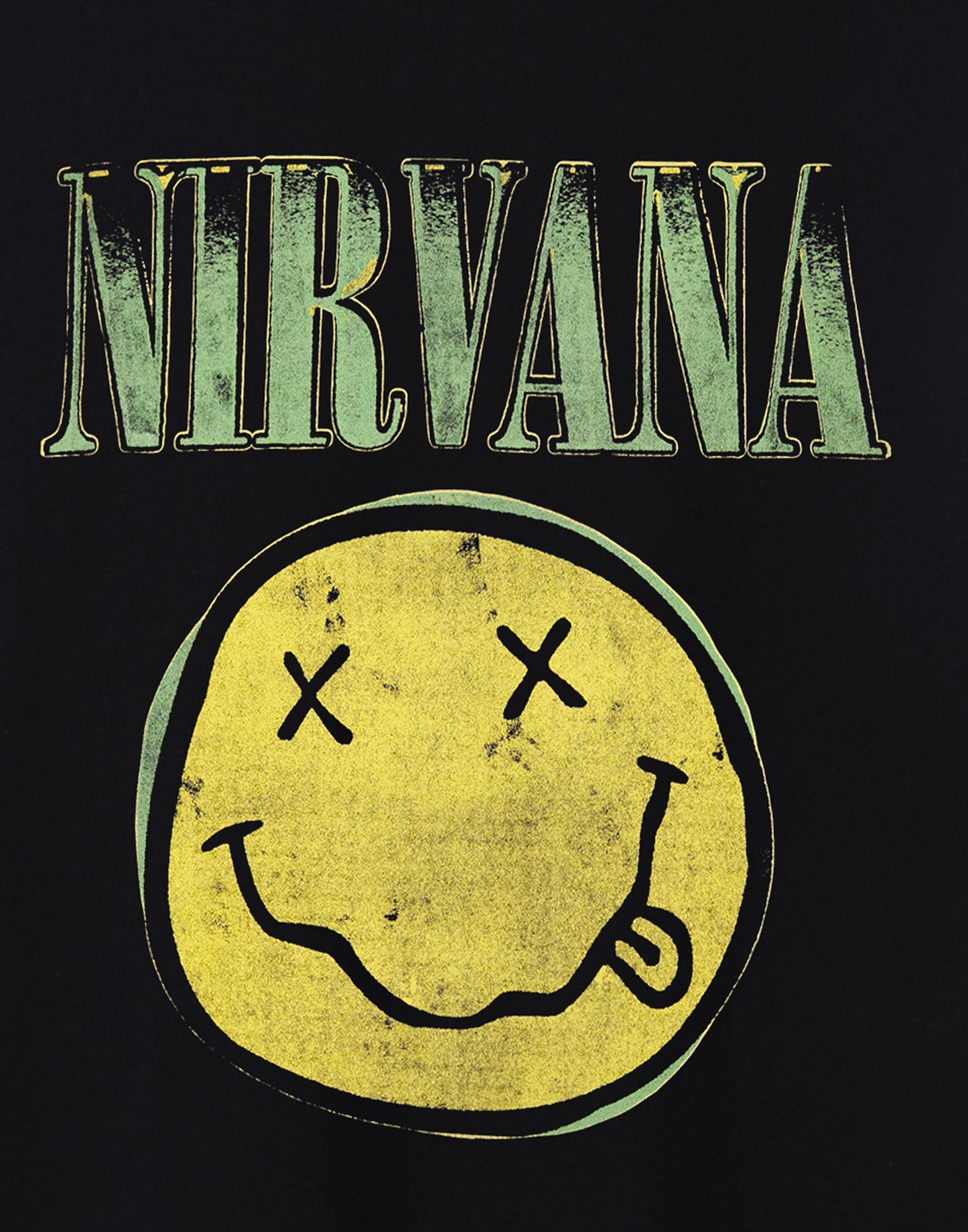 Nirvana Mens T-Shirt | Adults Short Sleeve Graphic Tee in Black Options| Classic Grunge Distressed Band Logo Print Apparel Top | Vintage Rock Band Merchandise Gift