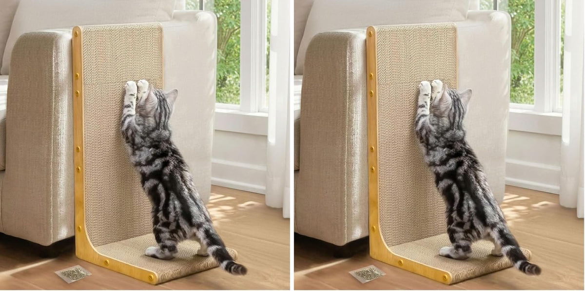Conlun Cardboard Cat Scratcher,58 cm L Shape Scratch Pad