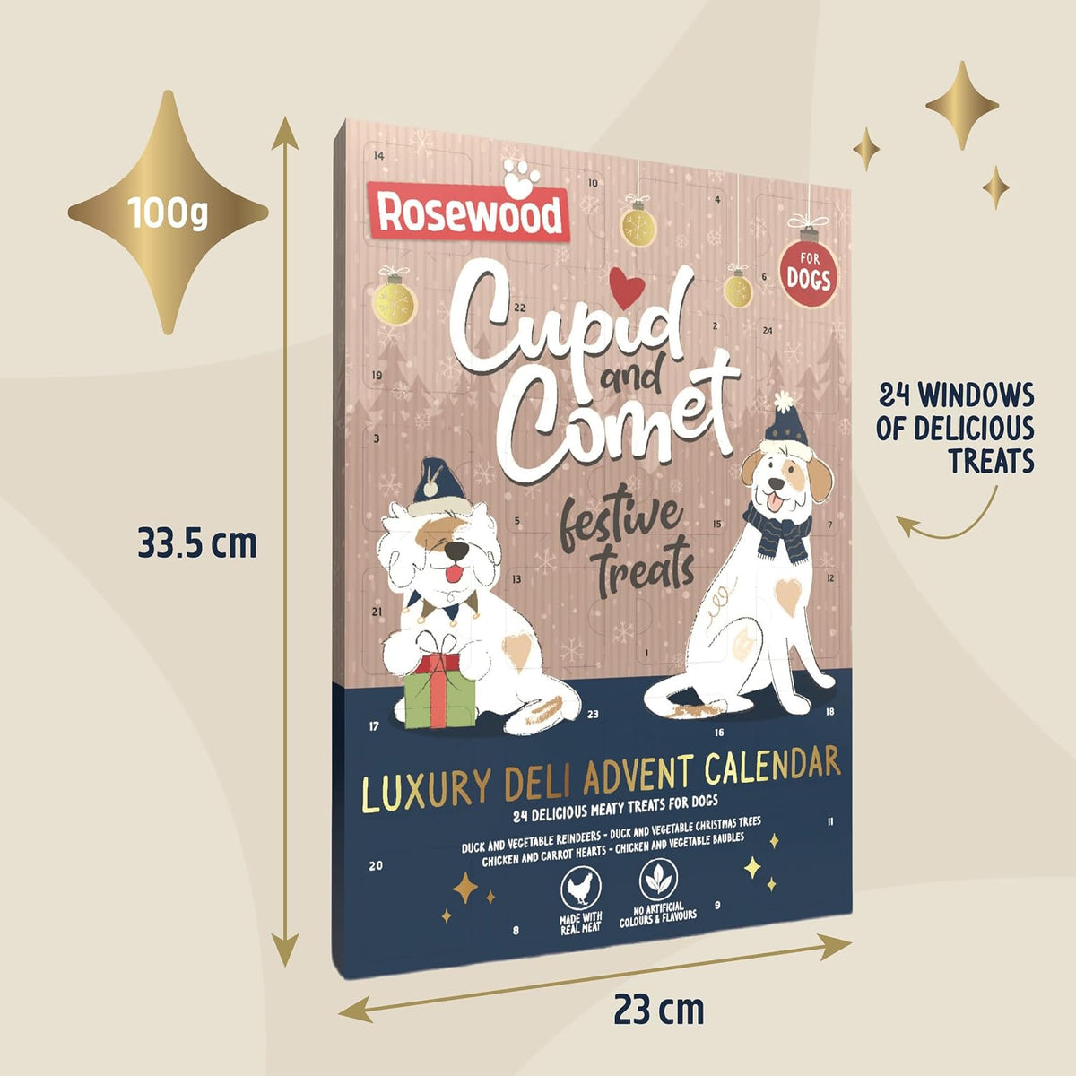 Rosewood Cupid & Comet Luxury Deli Dog Advent Calendar, Dog Treats