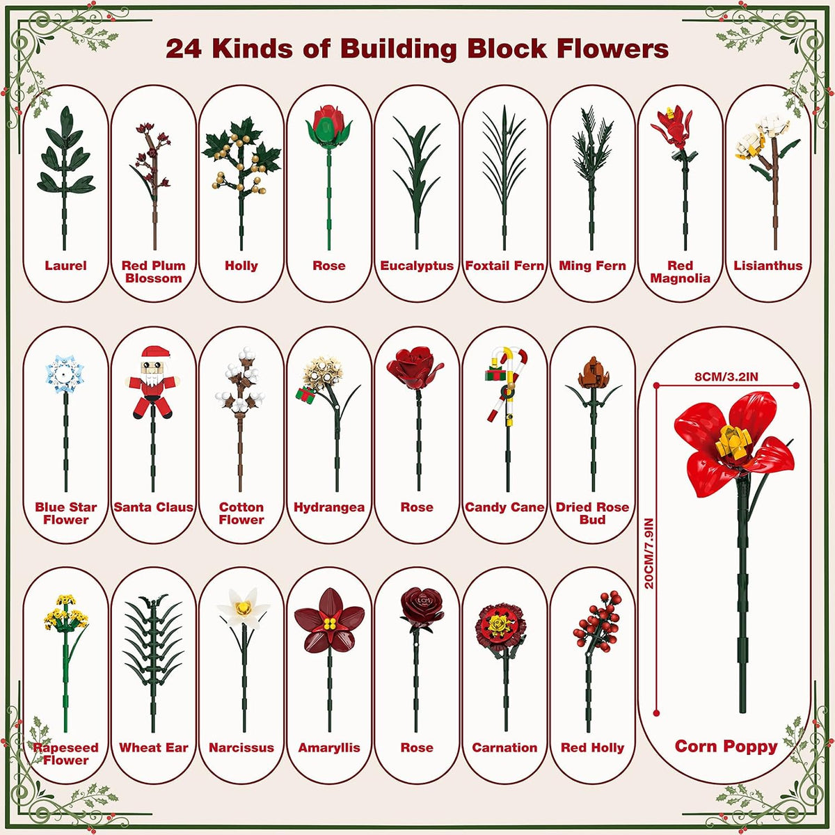 SANHSEHOME Flower Bouquet Advent Calendar 2026, 24-Day Christmas Countdown