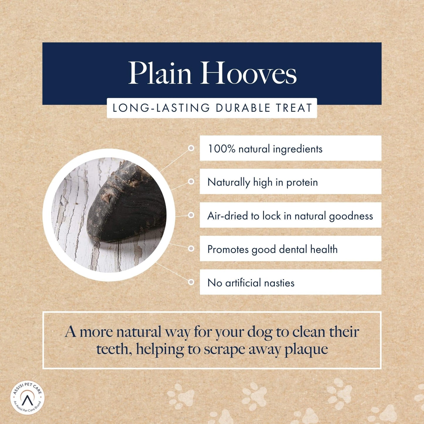Hollings Filled Hoof with Beef Dog Treat, 100% Natural, Air Dried Long Lasting & Durable Cow Hoof Chew for Adult Dogs, High in Protein (1 Pack)