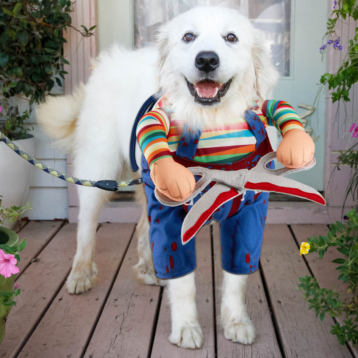 DELIFUR Dog Chucky Costume Pet Halloween Clothes Cat Cosplay Party Suit Funny Dog Costume Small to Large Dogs(S)