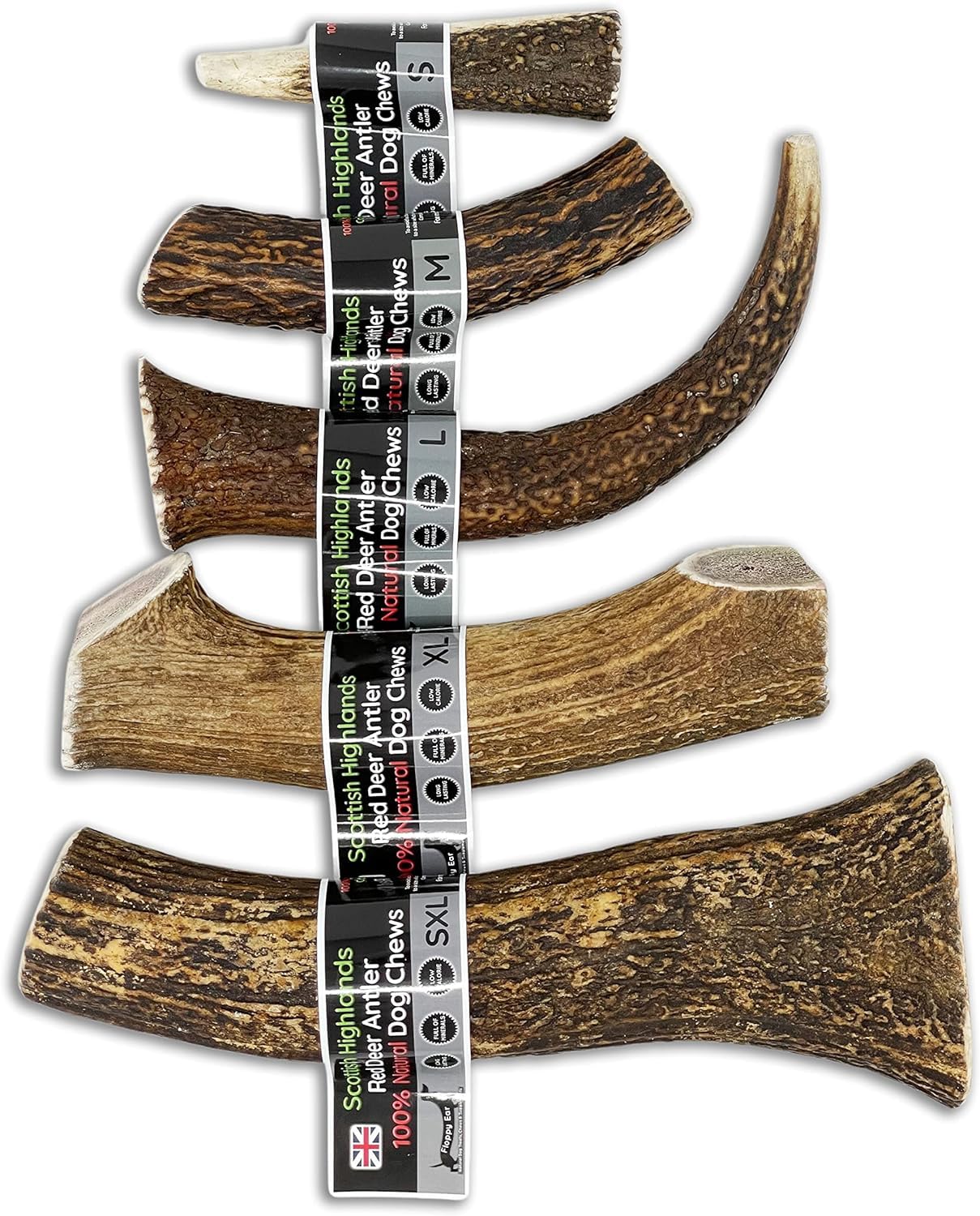 Scottish Deer Antler Dog Chews - Naturally Shed, Long Lasting, 100% Natural… (Deer Antler Chew Medium 90-130g)