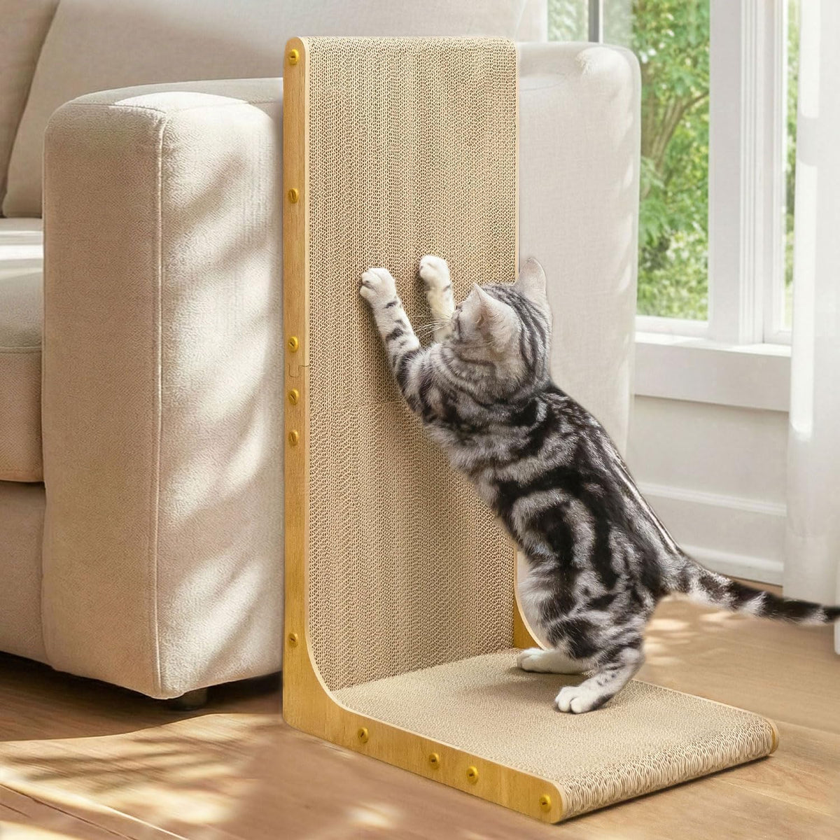 Conlun Cardboard Cat Scratcher,58 cm L Shape Scratch Pad