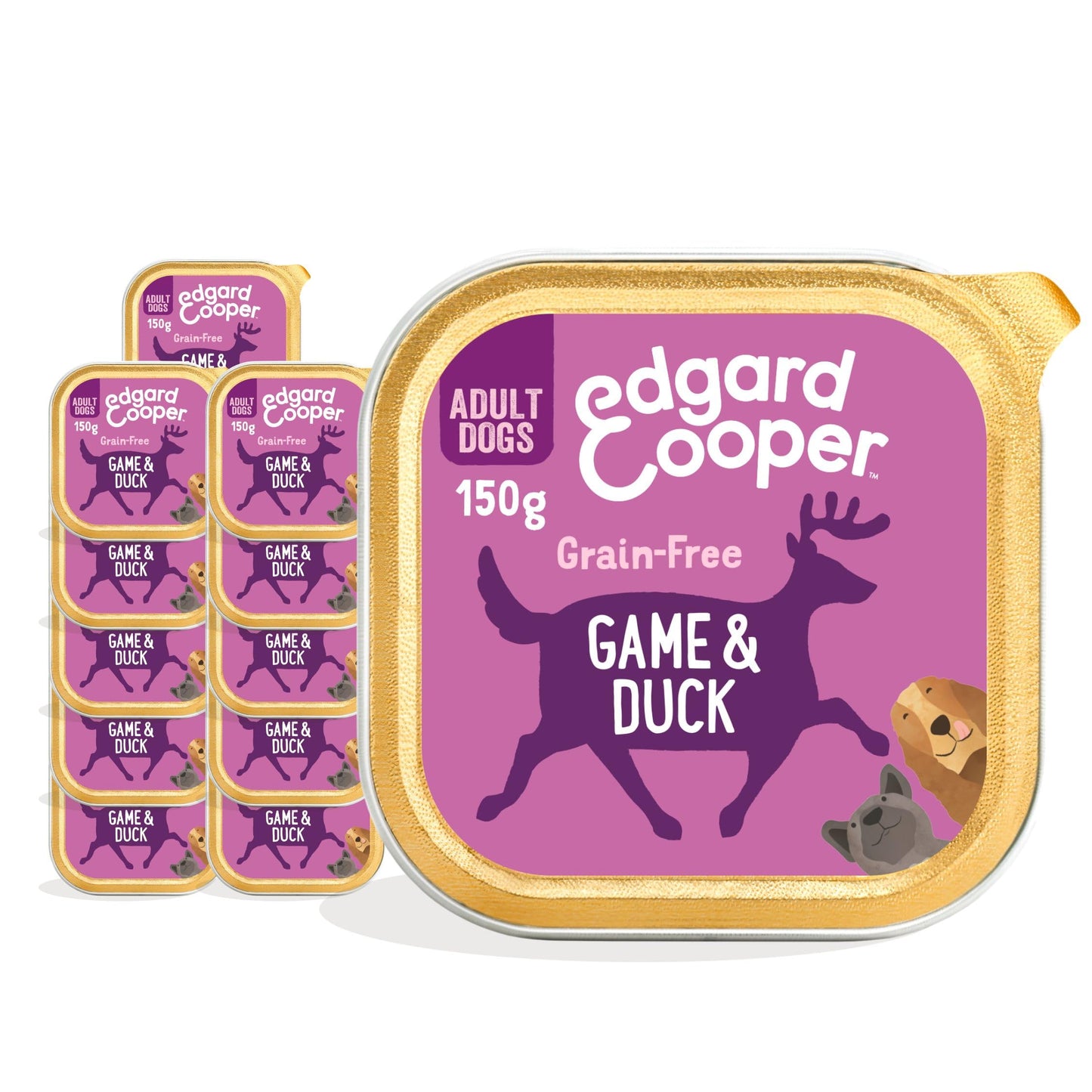 Edgard Cooper Grain-Free Wet Dog Food for Adult Dogs, (11 x 150g), Natural Dogs Food in Cup with Fresh Meat & Amino Acids, Gluten-Free, High Protein