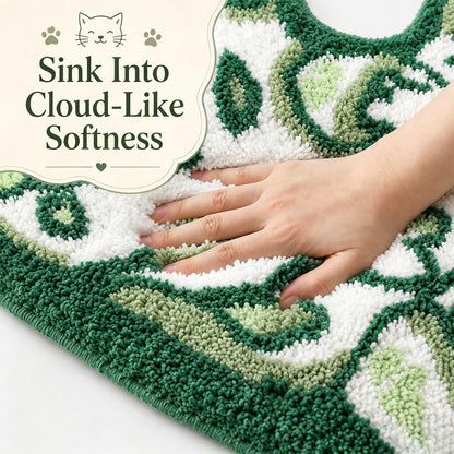 Cute Cat Bath Mat, Unique Blue Small Fun Bathroom Rug