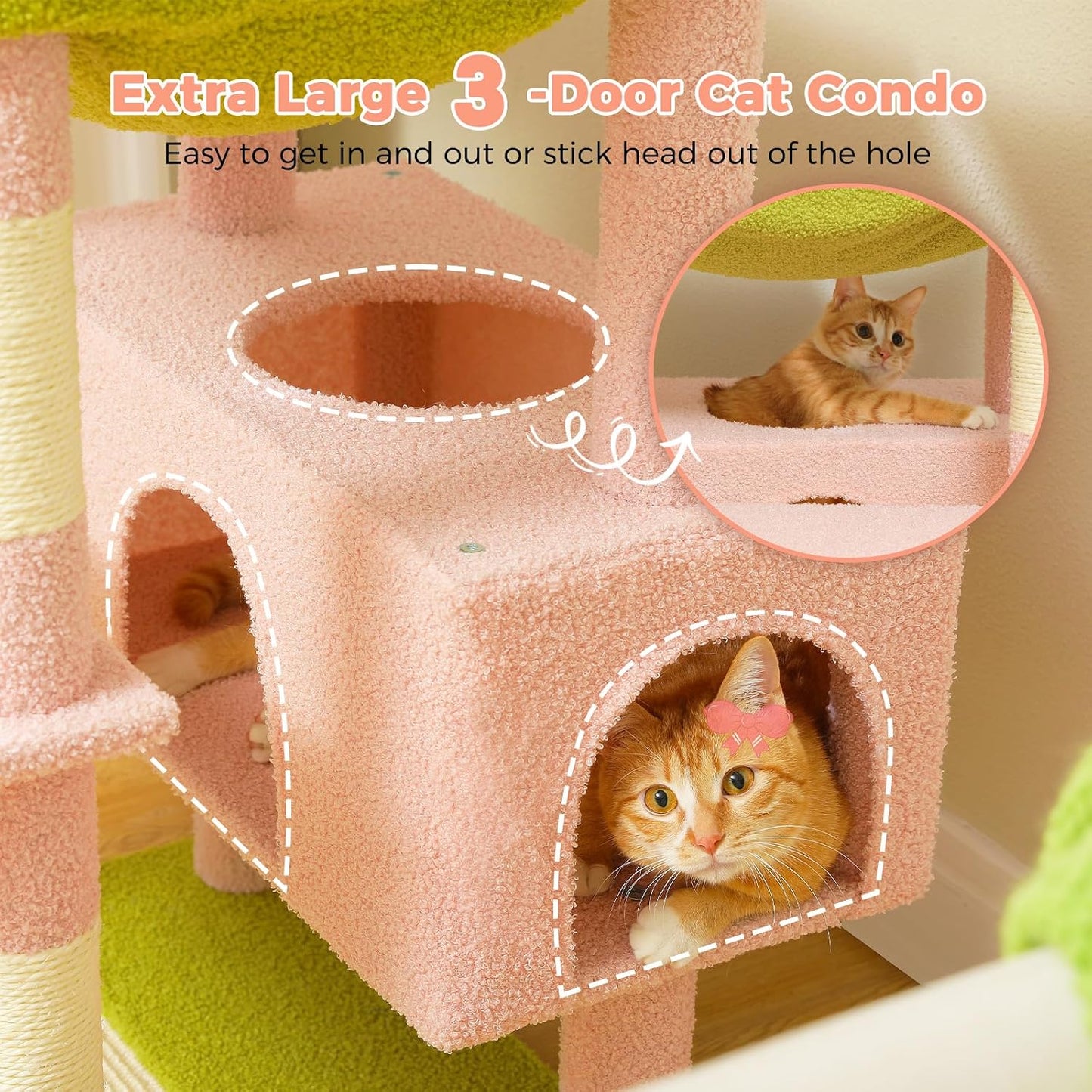 PAWZ Road Cat Tree for Large Cats, 184cm Tall Cat Tower with Large Condo