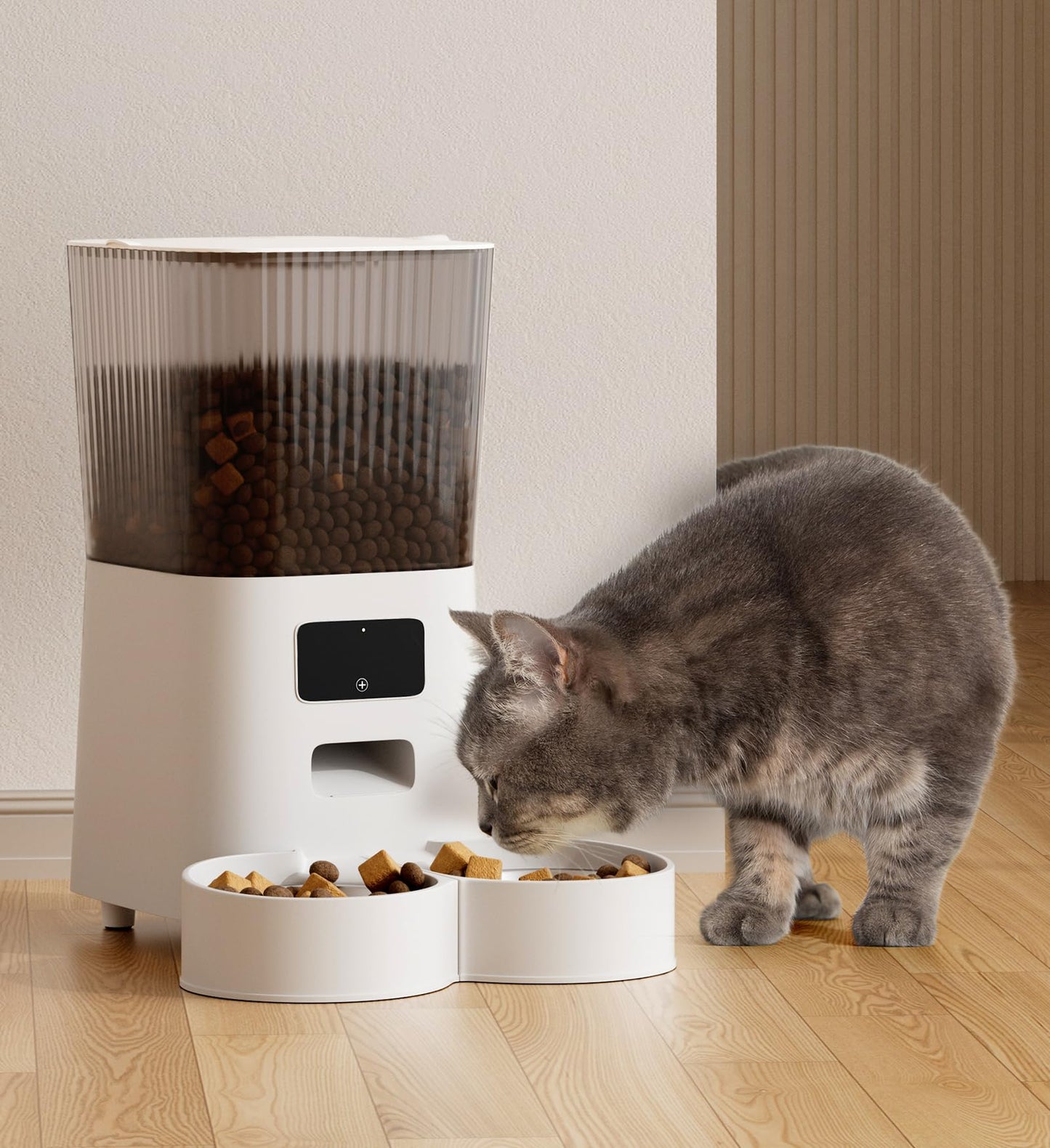 5L Cat Feeder Automatic with Timer, Automatic Cat Feeder, 1-9 Meals Per Day, Cats Food Dispenser with 2 Bowl, Auto Pet Feeder for 2 kittens and Small Dogs, Dual Power Supply