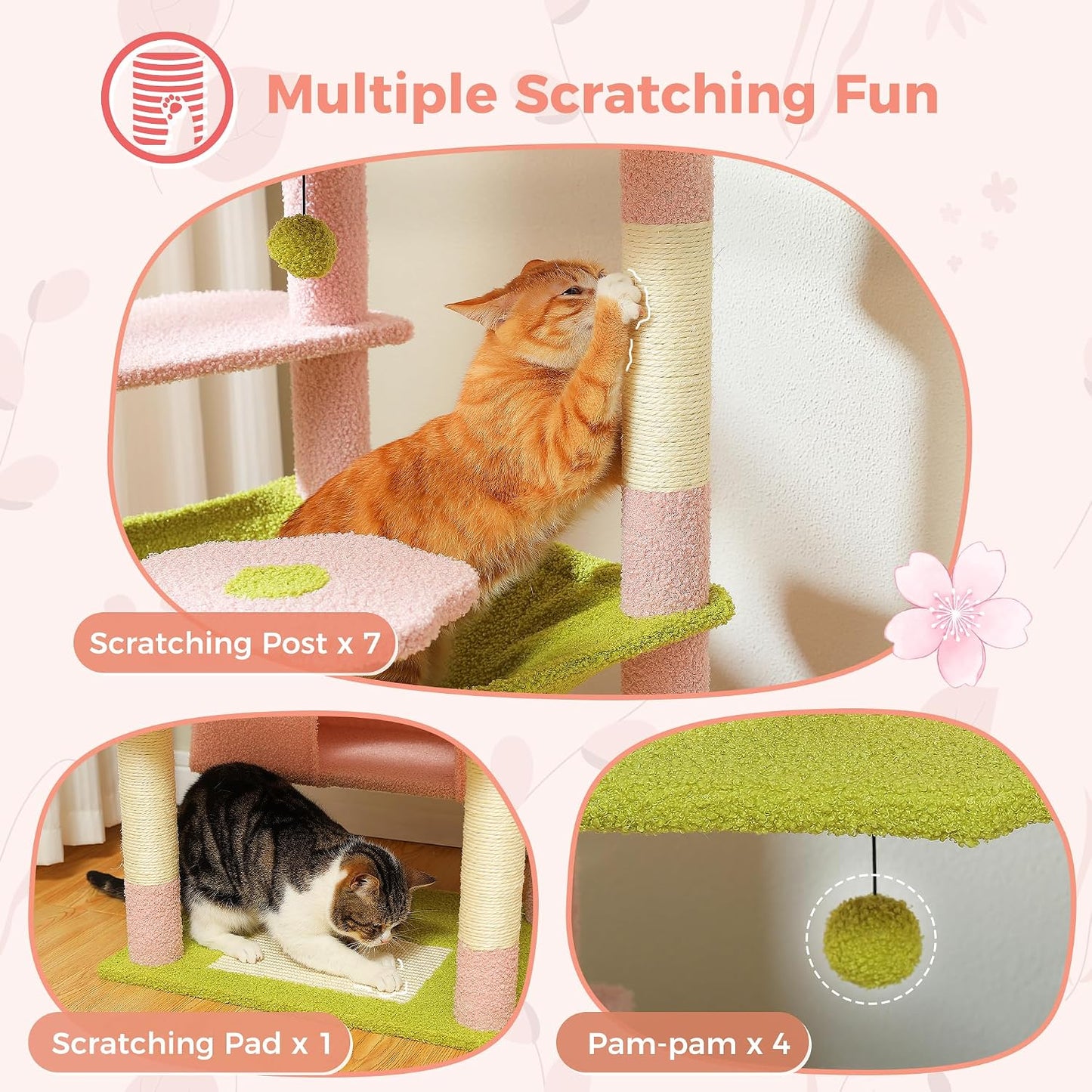 PAWZ Road Cat Tree for Large Cats, 184cm Tall Cat Tower with Large Condo