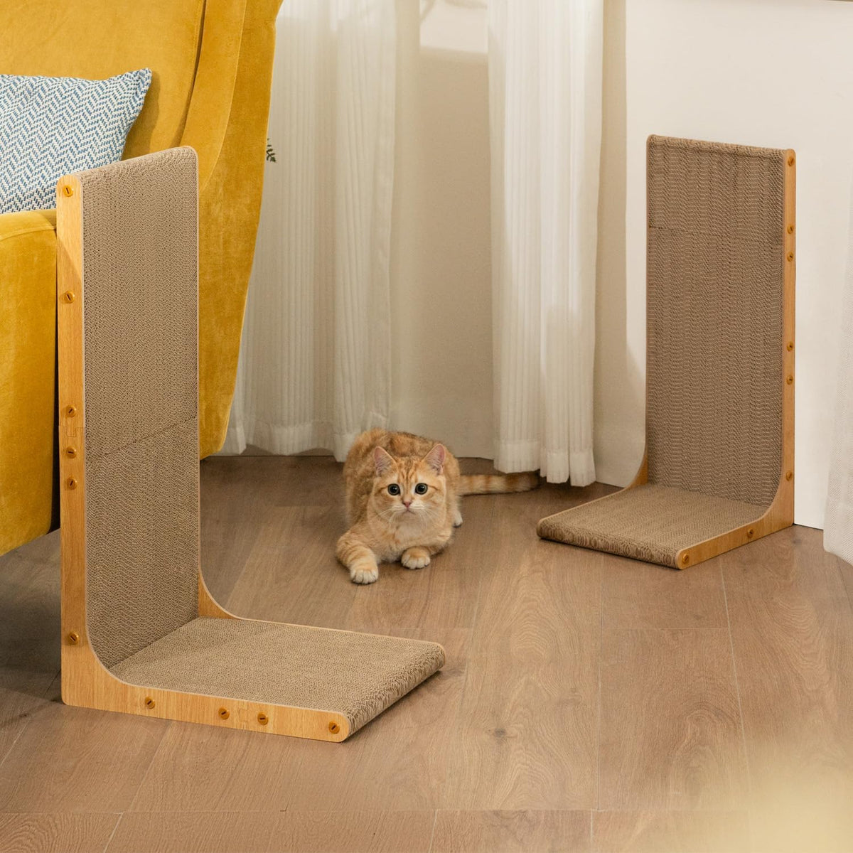 Conlun Cardboard Cat Scratcher,58 cm L Shape Scratch Pad