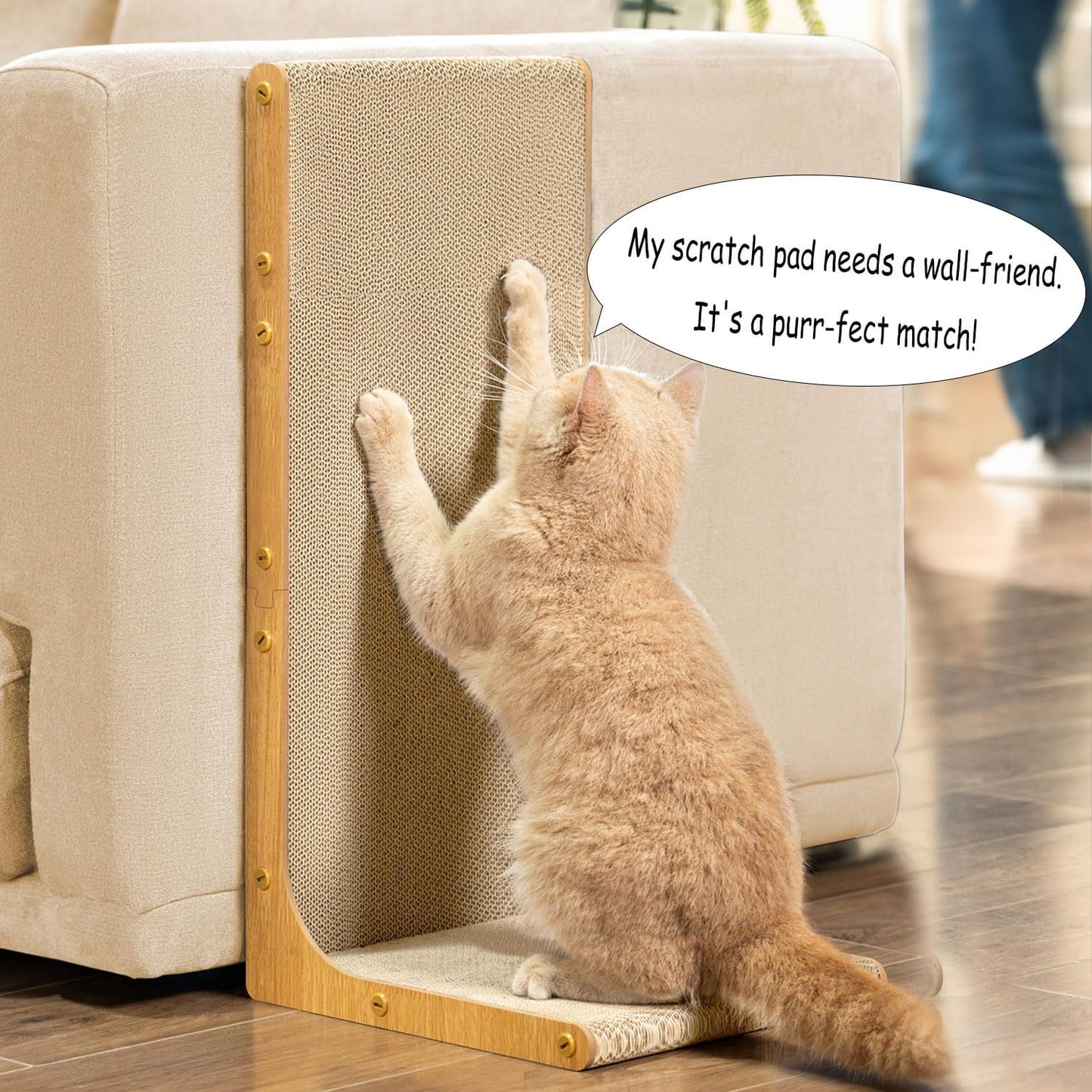 Conlun Cardboard Cat Scratcher,58 cm L Shape Scratch Pad