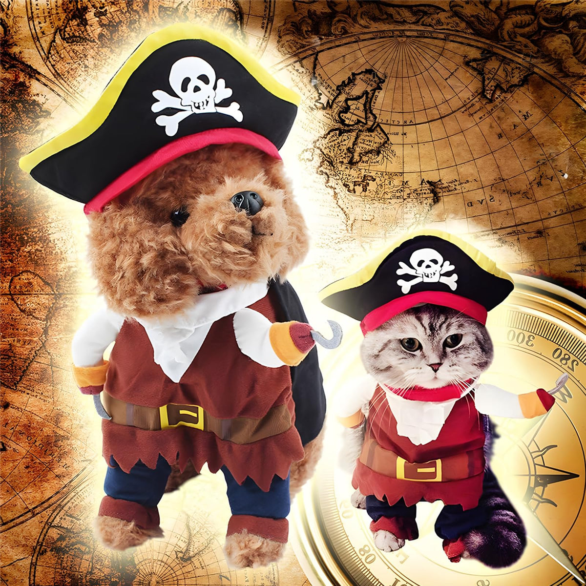 DELIFUR Dog Chucky Costume Pet Halloween Clothes Cat Cosplay Party Suit Funny Dog Costume Small to Large Dogs(S)