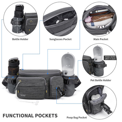 4-in-1 Hands-Free Dog Leash Waist Belt with Walking Bag