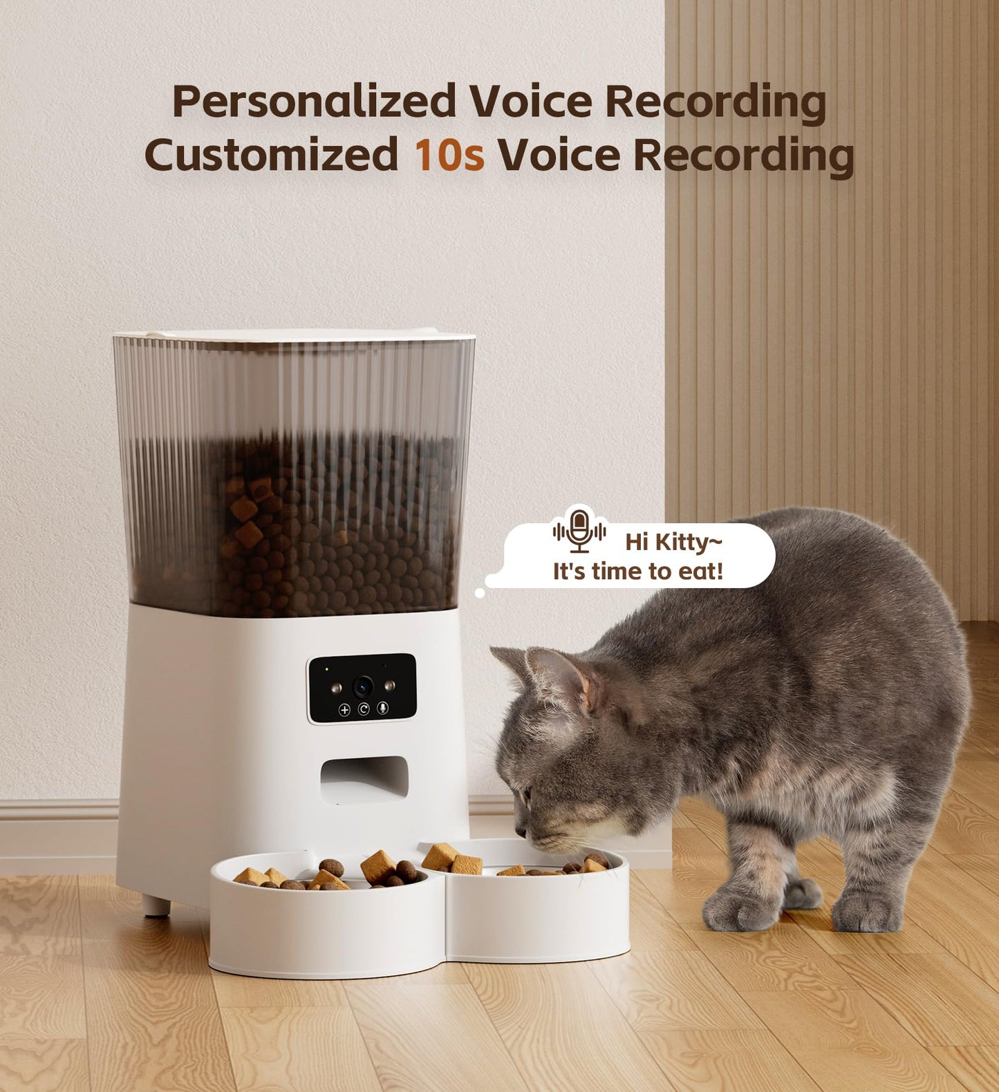 5L Cat Feeder Automatic with Timer, Automatic Cat Feeder, 1-9 Meals Per Day, Cats Food Dispenser with 2 Bowl, Auto Pet Feeder for 2 kittens and Small Dogs, Dual Power Supply