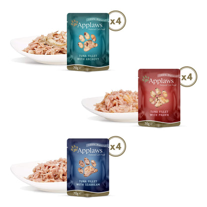 Natural Wet Cat Food Tuna Selection in Broth 12 x 70g Pouches
