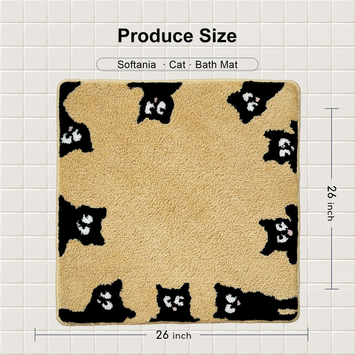Cute Cat Bath Mat, Unique Blue Small Fun Bathroom Rug