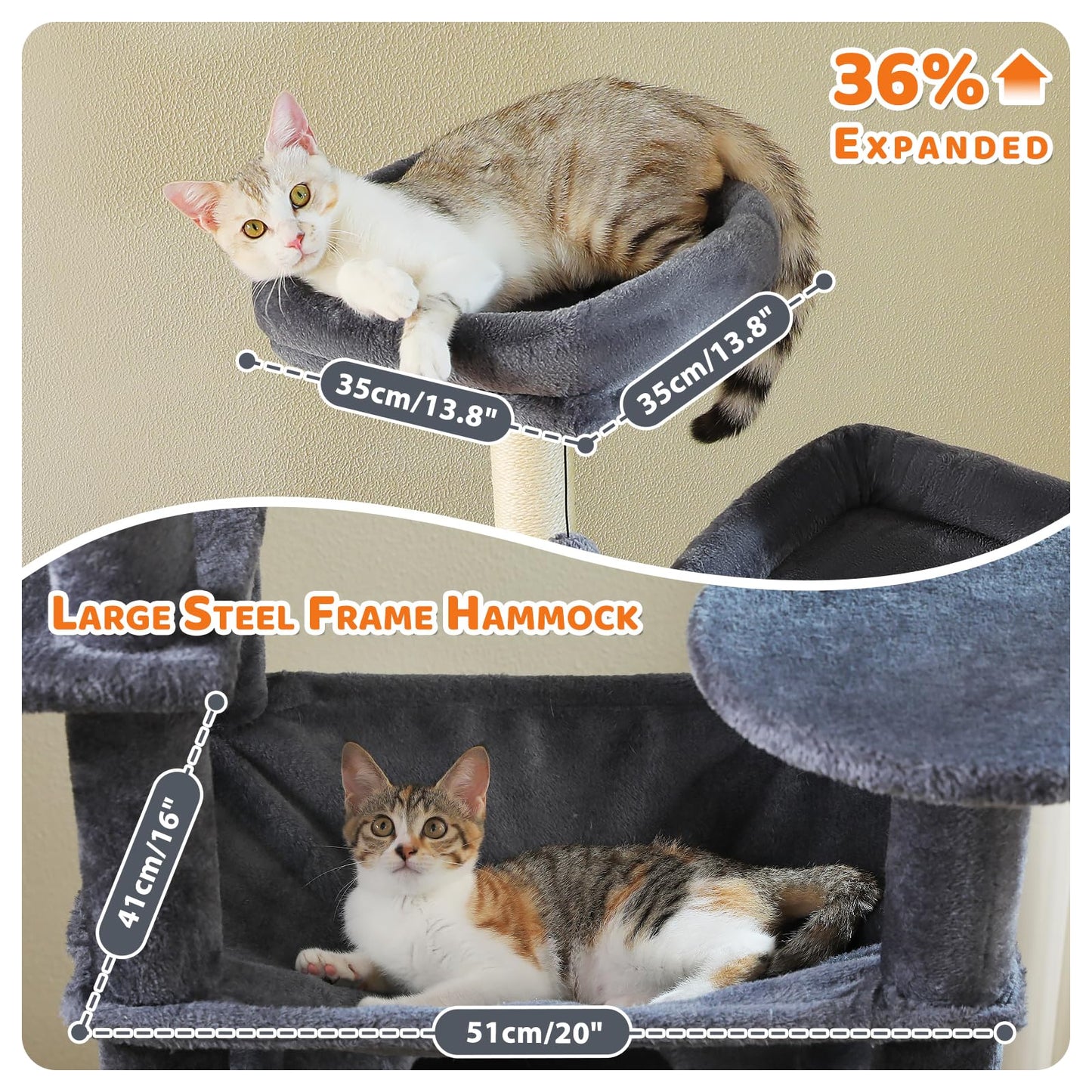 PAWZ Road Cat Tree for Large Cats, 184cm Tall Cat Tower with Large Condo