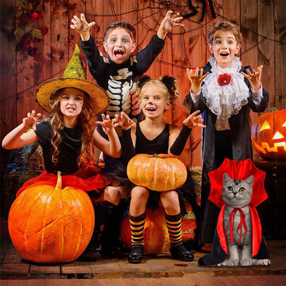 Pet Cape for Dogs and Cats, Red and black Halloween Costumes for Dogs and Cats, Dogs and Cats Outfits for Halloween, Thanksgiving, Easter, Party and Pet Cosplay