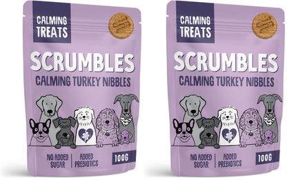 Scrumbles • Dog Treats • Hypoallergenic • Calming • All Lifestages • Turkey • 100g Bag • Gut Friendly Prebiotics • No Added Sugar