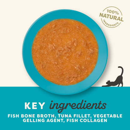 Applaws Natural Cat Food Toppers, Fish Bone Broth Pouches - 4 x 85g
