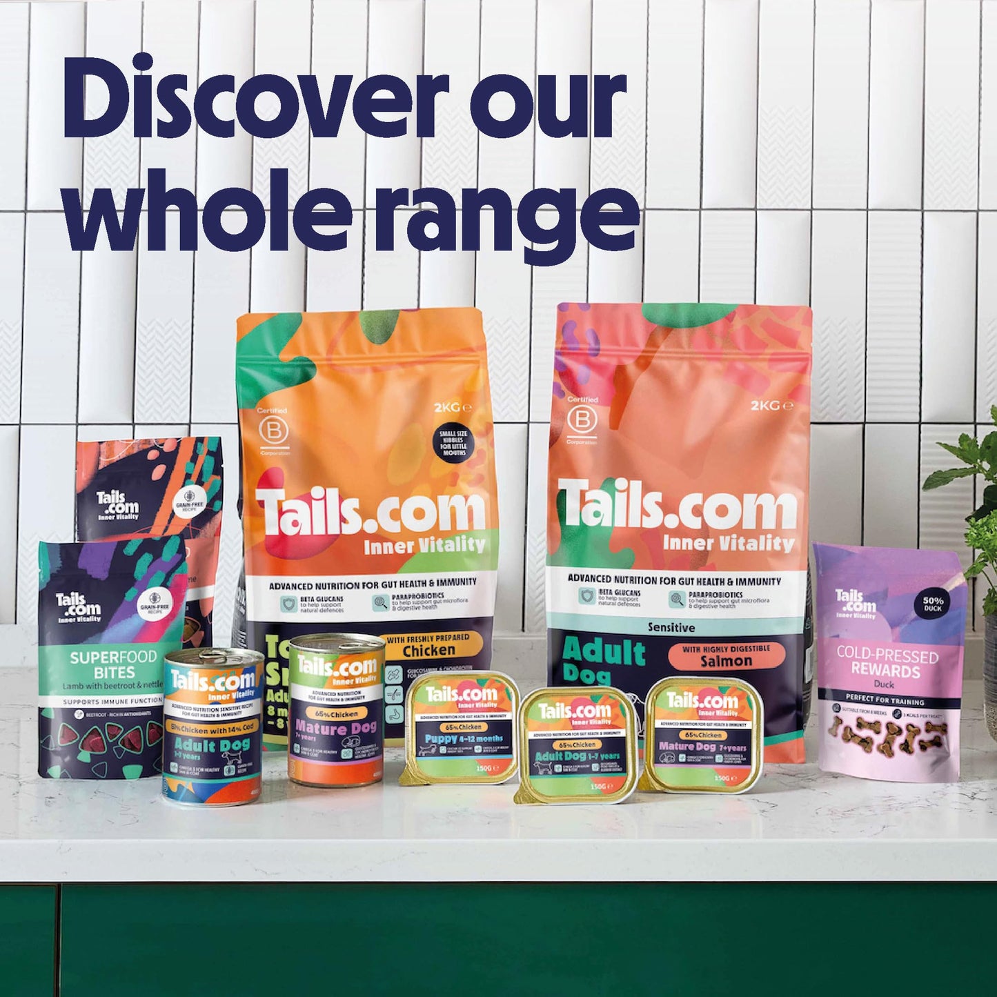 Tails.com Inner Vitality • Wet Dog Food 11 x 150g • Sensitive Chicken & Cod • Adult 1-7 years • Grain Free Recipe • Made with natural ingredients • Contains Omega 3 to Support Skin and Coat