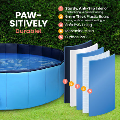 Foldable Paddling Pool for Dogs & Kids Blue