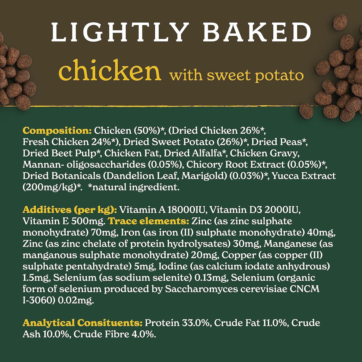 Forthglade Dry Dog Food, Lightly Baked, (6kg), Hypoallergenic and Grain Free Dog Food, Adult 1 Year +, Chicken With Sweet Potato, Complete and Balanced Meal, 50% Single Source Protein