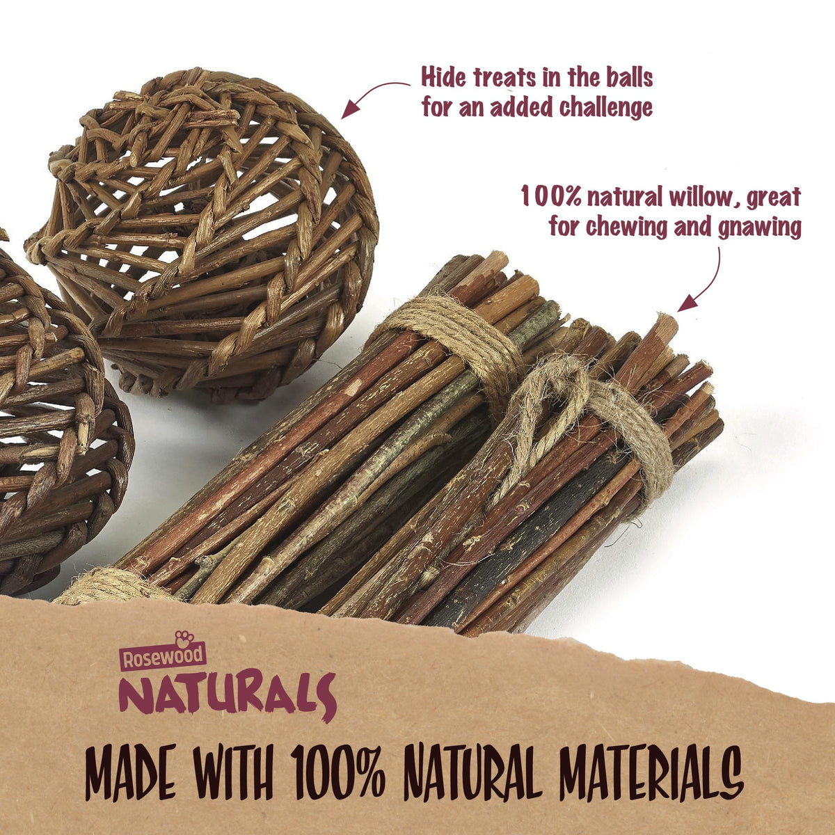 Rosewood Naturals Trio of Fun Balls (3pcs) Small Animal Toys