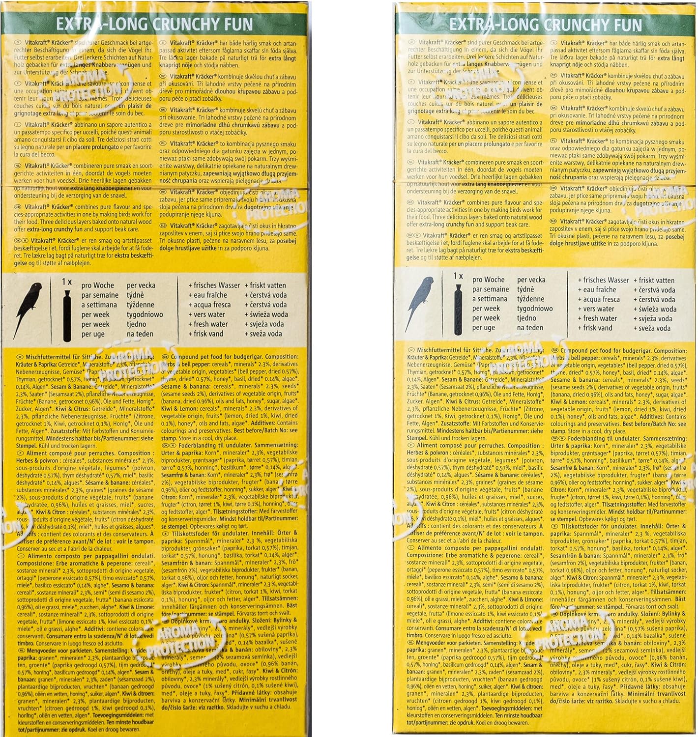 UbiPet 2x packs of Budgies Crackers Trio-Mix (6 sticks in total - including Sesame Seeds, Paprica, Kiwi, Egg, Apricot, Honey, Lemon) with Info Card