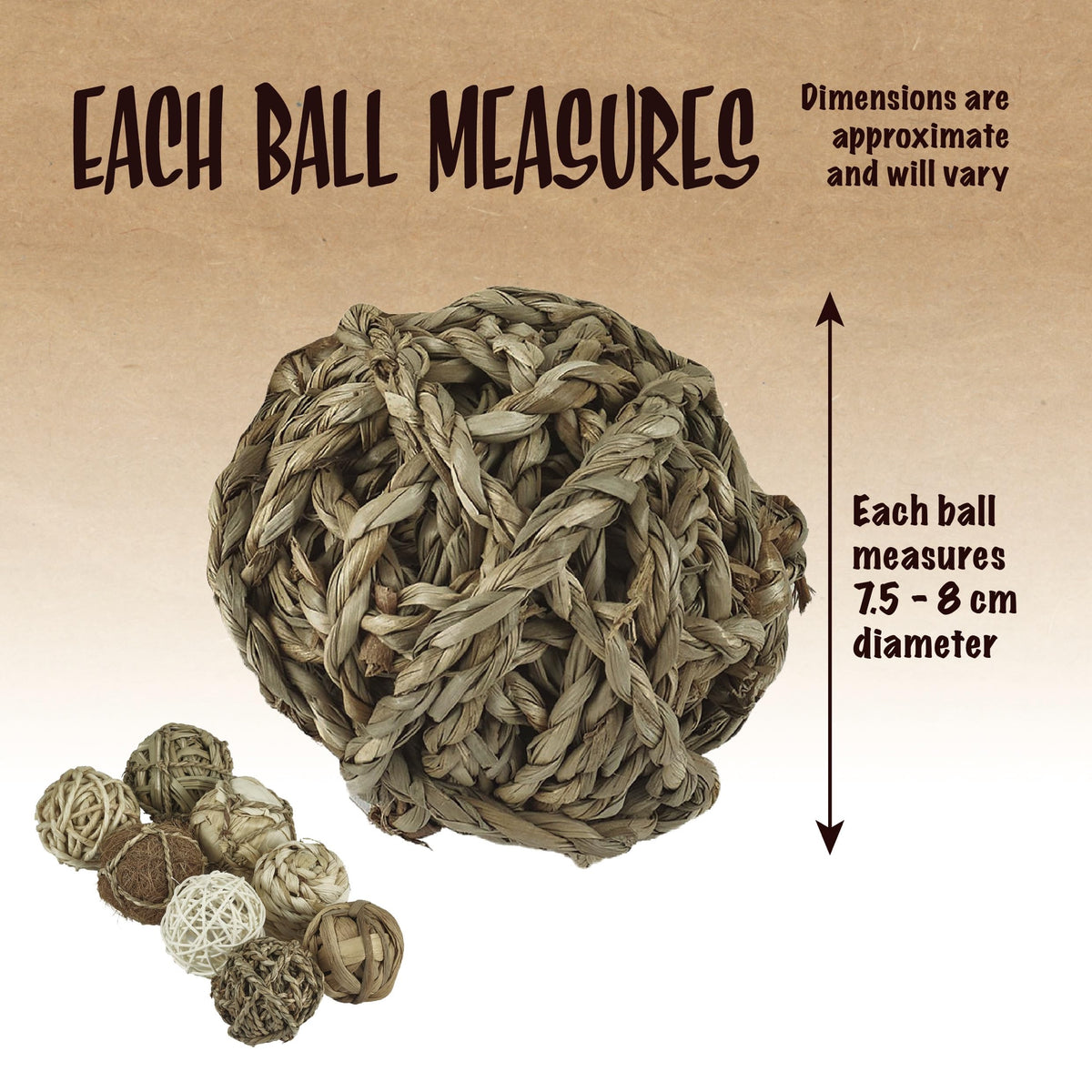 Rosewood Naturals Trio of Fun Balls (3pcs) Small Animal Toys