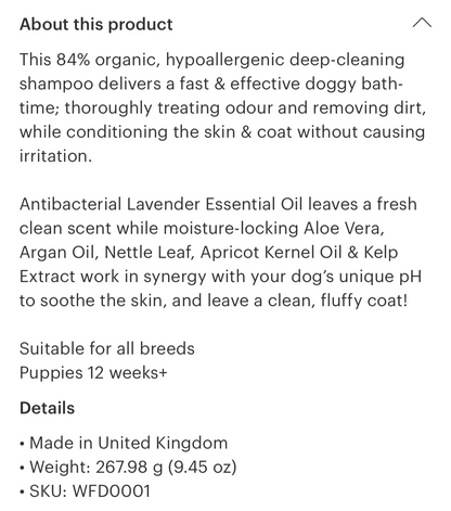 So Fresh So Clean Organic Dog Shampoo 150ml - Sayby’s Sanctuary 
