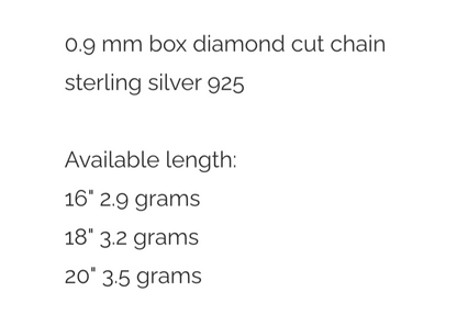 1.0mm Box Diamond Cut Chain Sterling Silver 925. FREE DELIVERY - Sayby’s Sanctuary 