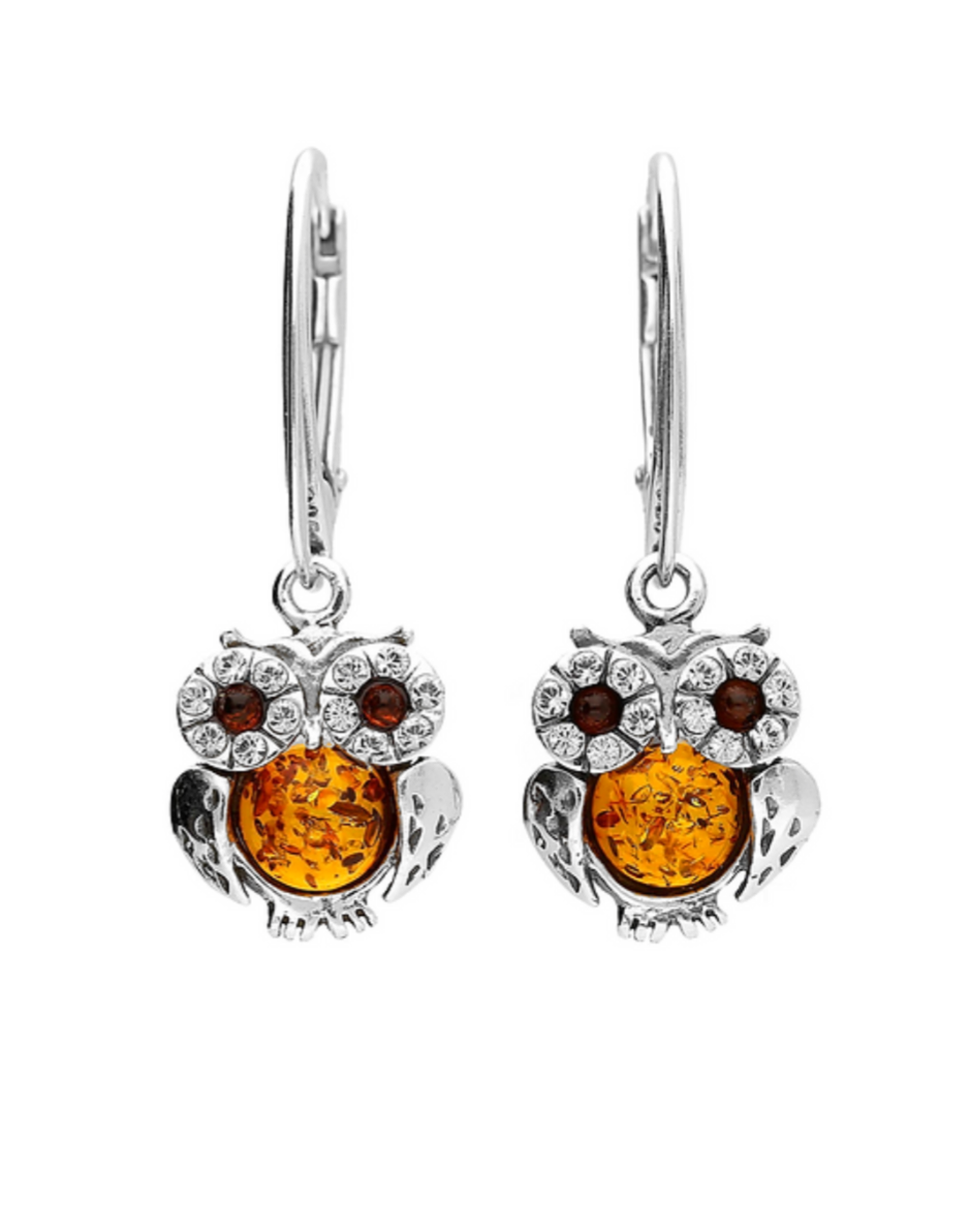 Amber Drop Owl Earrings. FREE DELIVERY - Sayby’s Sanctuary 