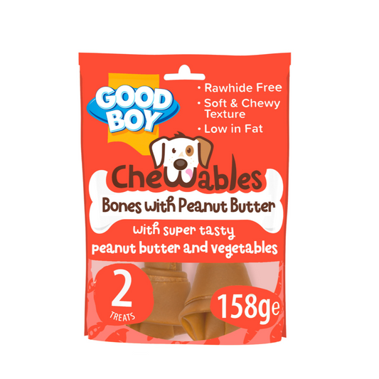 Good Boy Chewables Rawhide Free Peanut Butter Medium Bones 2 pack 158g