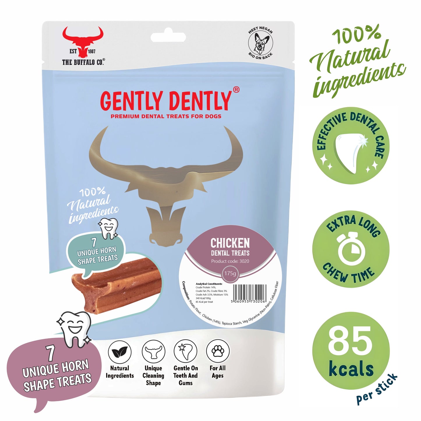 Gently Dently- Chicken Dental Treats for Dogs 175g