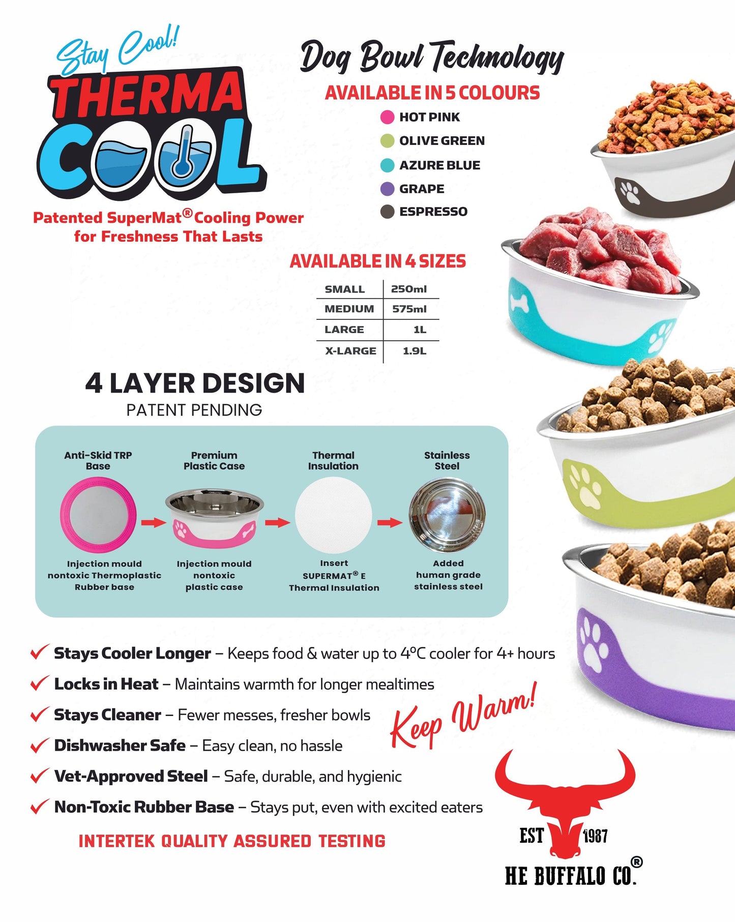 ThermaCool Dog Bowl - Hot Pink