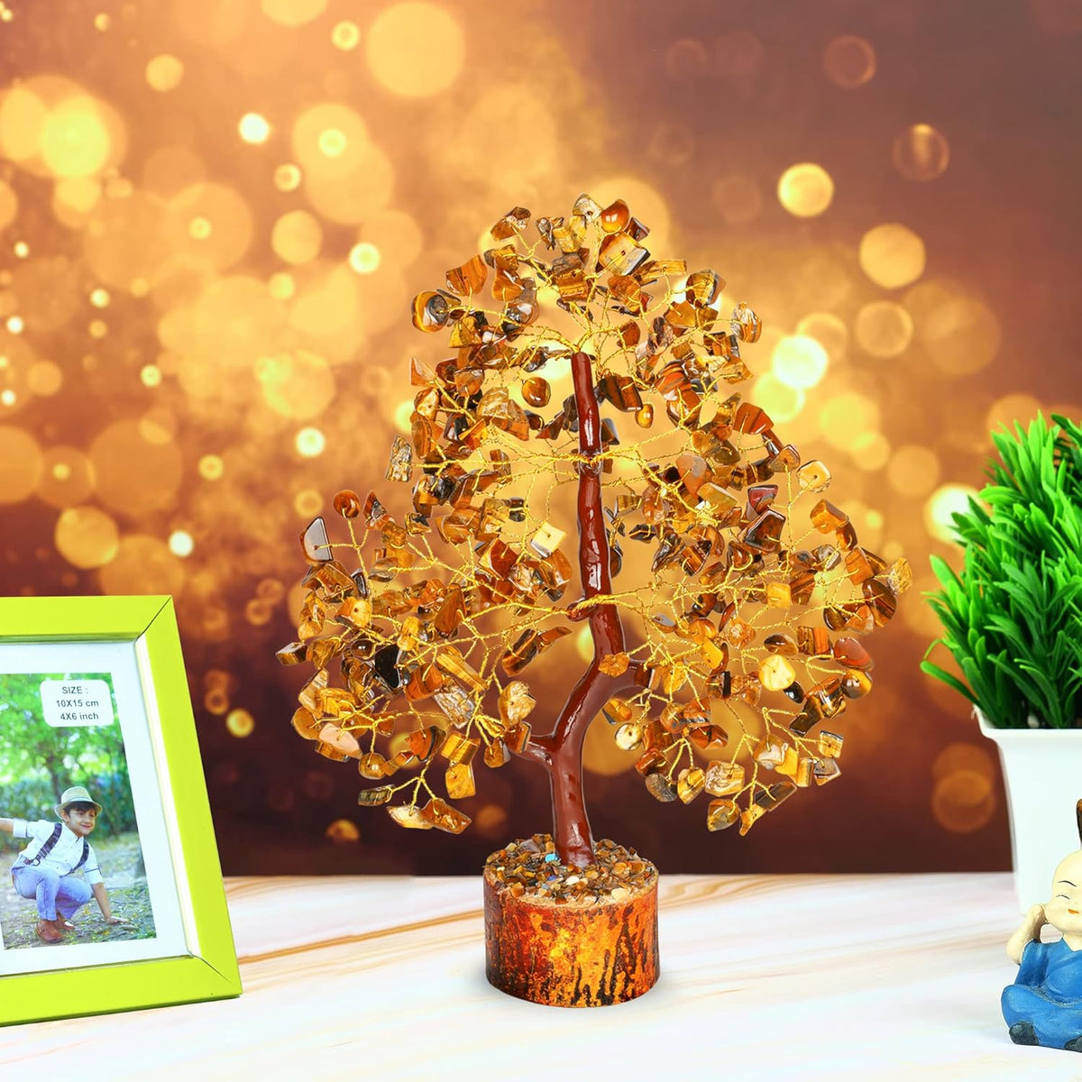 ABHISUBYA Tiger Eye Crystal Tree - Crystal Room Decor - Home Office Accessories - Spiritual Gifts for Women - Meditation Gifts - Sayby’s