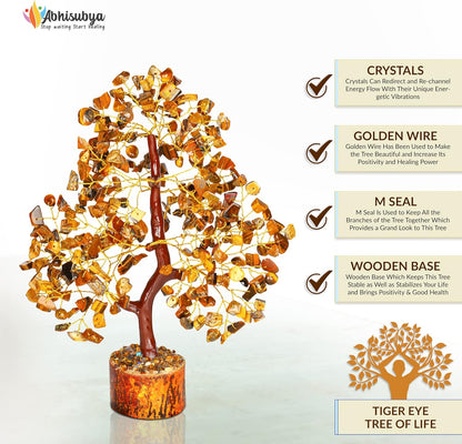ABHISUBYA Tiger Eye Crystal Tree - Crystal Room Decor - Home Office Accessories - Spiritual Gifts for Women - Meditation Gifts - Sayby’s