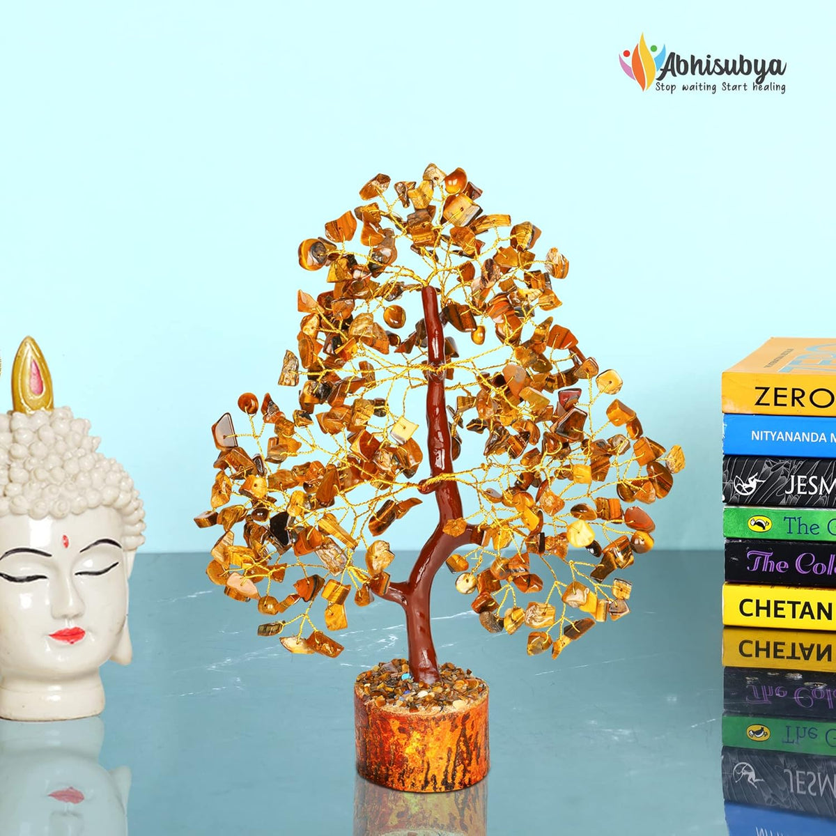 ABHISUBYA Tiger Eye Crystal Tree - Crystal Room Decor - Home Office Accessories - Spiritual Gifts for Women - Meditation Gifts - Sayby’s
