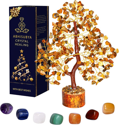 ABHISUBYA Tiger Eye Crystal Tree - Crystal Room Decor - Home Office Accessories - Spiritual Gifts for Women - Meditation Gifts - Sayby’s